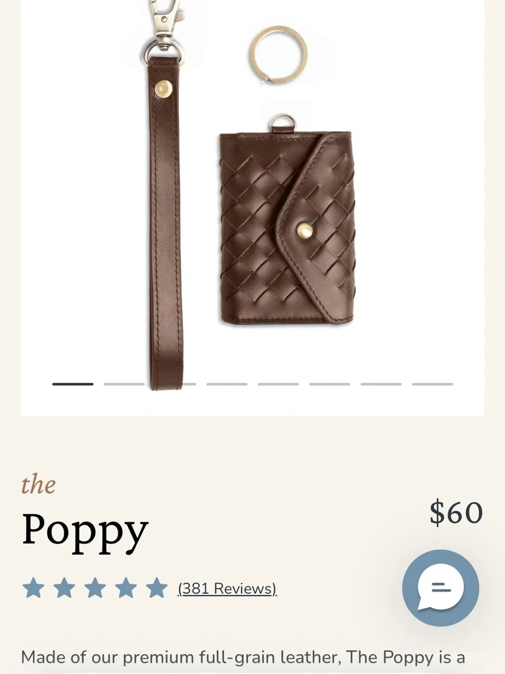 Andar “Poppy” Woven Leather Wallet Card Case - Picture 3 of 3